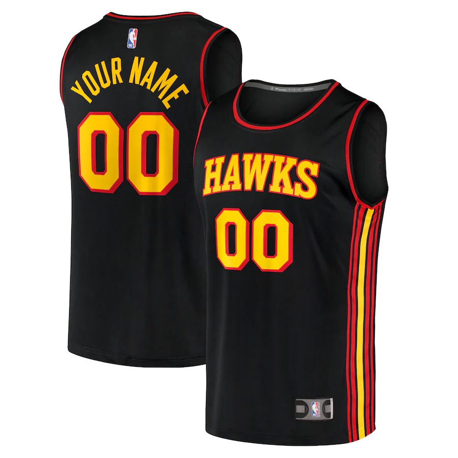 Men Atlanta Hawks Fanatics Branded Black Fast Break Replica Custom NBA Jersey